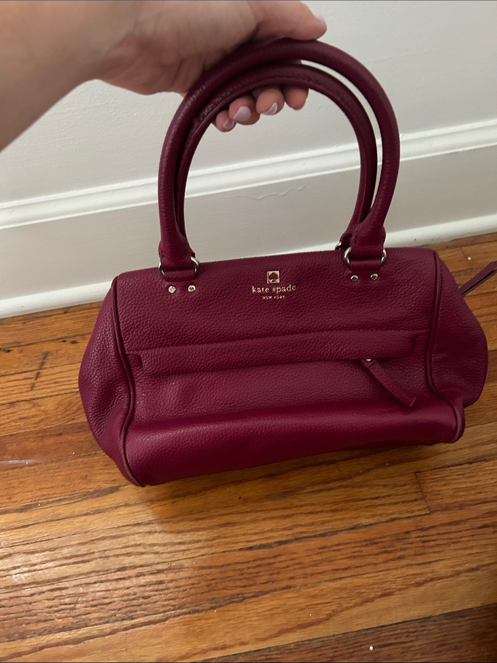 kate spade Pebbled Leather Satchel in Wine